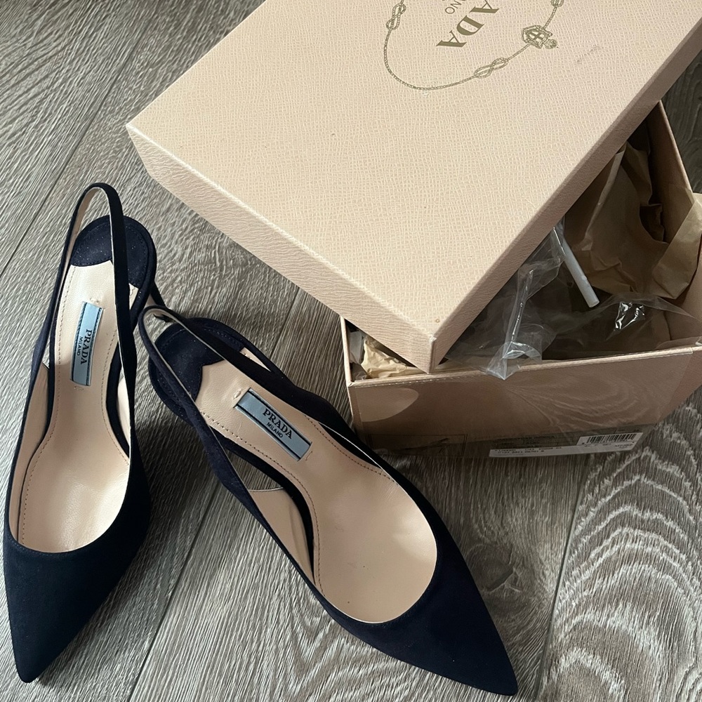 Prada suede slingback pumps 36 BNIB